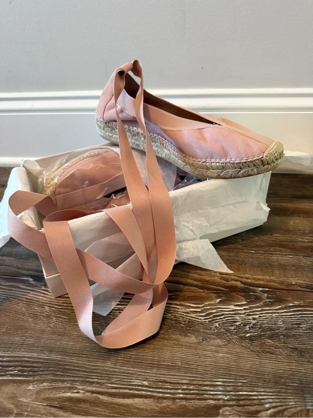 Tuckernuck Blush Pink Velvet Wrap Espadrilles